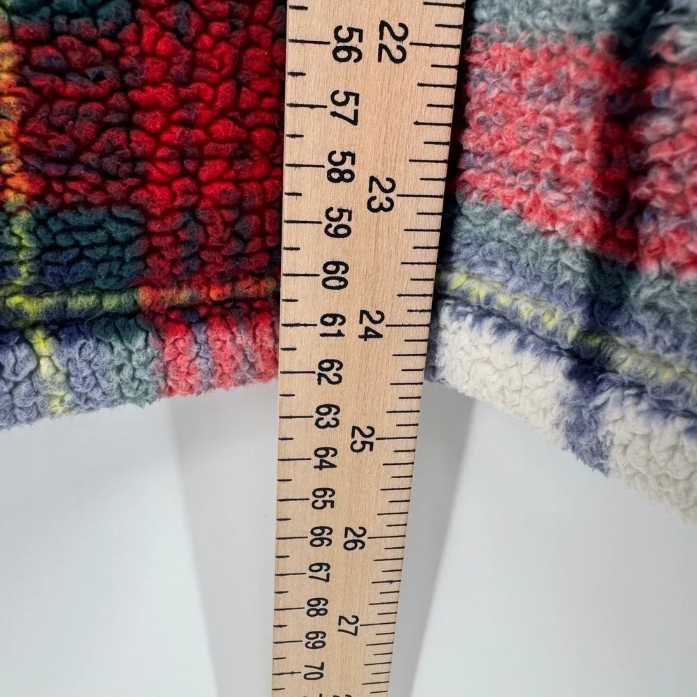 Vineyard Vines Women XL Plaid Sherpa Fleece Quarter Zip Pullover Red Green White - Picture 2 of 12